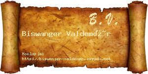 Biswanger Valdemár névjegykártya